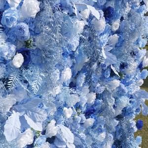 Blue Flower Wall Backdrop Backdrop Silk <b>Artificial</b> Decorative Flower Wall Flower Wall for Wedding Stage Decoration - Product Image 5