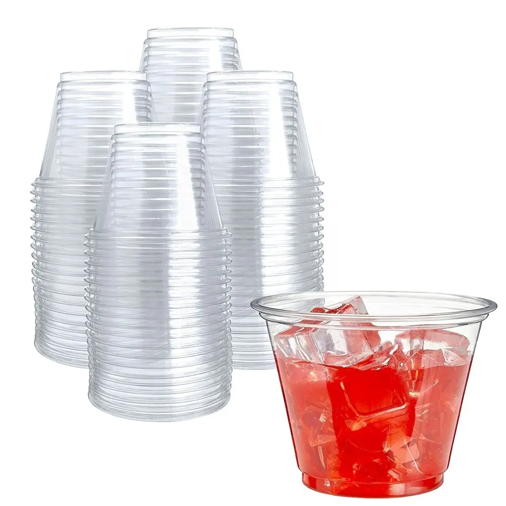 Vasos desechables transparentes Copas de vino de plástico Vasos de fiesta de plástico de 9 OZ