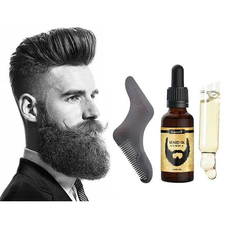 ARGANRRO-aceite de barba personalizado, etiqueta privada que ayuda a controlar el Frizz y el crecimiento de la barba