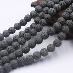 Usine en gros 6/8/10/12mm boule ronde pierre précieuse perles en vrac brin roche volcanique perles de lave poreuses pour la fabrication de bijoux - Product Image 3