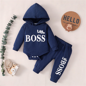 Boutique lettre personnalisée impression deux pièces bébé à tricoter coton à manches longues 100% coton automne mignon bébé garçons vêtements pour nouveau-né - Product Image 1