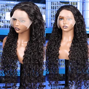 Wholesale 13x4 4x4 Transparent Lace Frontal Curly Wig Natural Virgin Raw Indian Hair Water Wave Wig Vendors Human Hair