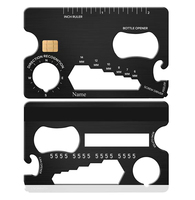Carte multifonction en acier inoxydable, carte tactique, outils de survie pour le camping en plein air, carte de crédit en métal avec fente pour puce EMV pour le paiement