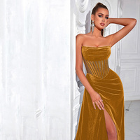 Robe de soirée d'été sirène longue en velours, sans bretelles, avec corset en maille, élégante et simple, pour femme enceinte, haut de gamme et moderne