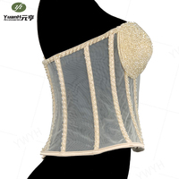 Corset Bustier de Luxe Violet Fait Main Entièrement Perlé Personnalisable, Haut Brillant pour Robe de Soirée DIY Femme