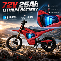 Moto électrique tout-terrain homologuée CE 72V 25Ah, 7000W de puissance de pointe, moteur central, étanche IPX6, 80KM/H, pour adultes, idéale pour la conduite sur sentier, E-Dirt Bike