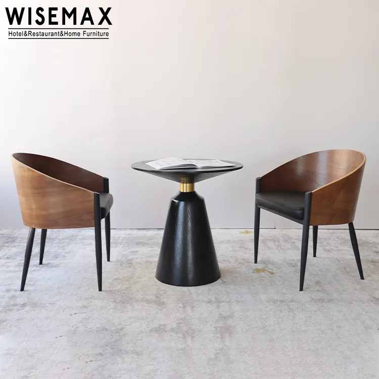 WISEMAX avrupa tarzı mobilya metal bacaklar için pu koltuk ile katı ahşap yemek kol sandalye restoran bar oturma odası kahve dükkanı