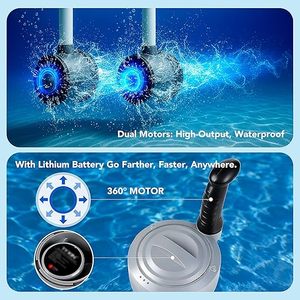 Lettino Galleggiante Motorizzato <span class=keywords><strong>con</strong></span> Tettuccio, Zattera Elettrica Ricaricabile a Doppio Motore per <span class=keywords><strong>Piscina</strong></span> e Lago, Perfetta per Feste Estive all'Aperto - Product Image 3