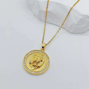 ซัพพลายเออร์จีนหัวสิงโตเย็นขนาดใหญ่18K จี้ชุบทองสร้อยคอสแตนเลสทันสมัยสำหรับผู้ชาย - Product Image 2