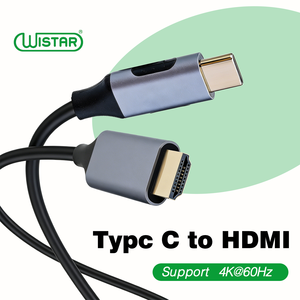 Wistar <span class=keywords><strong>สาย</strong></span>เคเบิลชนิด C เป็น <span class=keywords><strong>HDMI</strong></span> ความเร็วสูง1.8ม. 4K 60Hz 1080P ชนิด USB-C ชนิด C ตัวผู้เป็น <span class=keywords><strong>HDMI</strong></span> ตัวผู้<span class=keywords><strong>สาย</strong></span>สำหรับ HDTV - Product Image 1