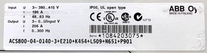 ACS800-04-0140-3+E210+K454+L509+N651+P901 Série ACS800 206A 110kW RDCU-02C PLC - Product Image 6