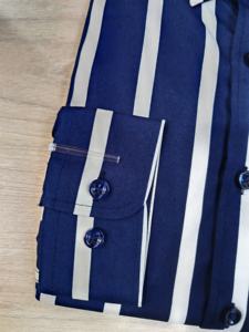 Camisasエレガンス長袖ブルーとホワイトストライプ男性スリムフィットシャツ - Product Image 5