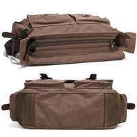 Sac à Bandoulière Vintage en Cuir Véritable Crazy Horse Toile pour Homme Sacoche pour Homme Sac de Facteur