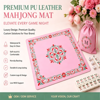 Tapis de mahjong en cuir PU avec logo en relief, 31,5 pouces, impression double face, réversible, tapis de jeu en cuir végétalien