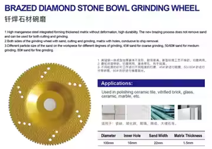 Brazed bát hình dạng kim cương mài mòn đĩa cho mài <span class=keywords><strong>cvd</strong></span> PCD pcbn công cụ cho máy xay và đá cho gốm gạch Mài - Product Image 4