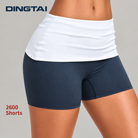 Shorts de sport Dingtai pour femme, froncés et pliables, avec bordure contrastante, extensibles dans les quatre sens, pour le yoga, la gym et la course à pied