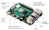 Raspberry Pi 4 Modelo B, Placa de Desarrollo con 1GB de RAM