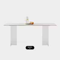 Ensemble complet de table et chaises à manger, table à manger suspendue en acrylique transparent style crème avec plateau en roche pour la maison