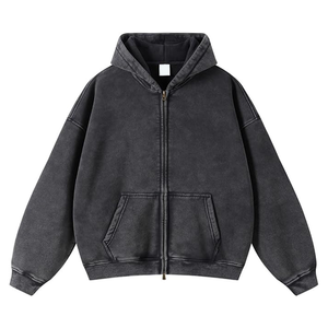 <span class=keywords><strong>Felpa</strong></span> con Cappuccio <span class=keywords><strong>Oversize</strong></span> Personalizzata da Uomo, Stile <span class=keywords><strong>Vintage</strong></span> con Zip, Maniche Lunghe e Tasche, Effetto Lavaggio Acido, Streetwear - Product Image 1