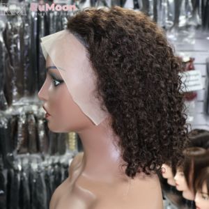 Perruque en gros avec mèches, bouclée profonde, marron, pré-épilée, transparente 13x4, couleur piano blonde, cheveux de grade 12A - Product Image 4