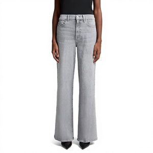 Jeans de Mezclilla de Cintura Alta para Mujer, con Logotipo Personalizado, Pierna Ancha, Estilo Baggy, Rectos, Tipo Mom Jeans, Casuales, Moda Urbana - Product Image 1