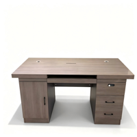 Bureau de direction moderne en bois de noyer avec tiroirs verrouillables et armoire de rangement 140 cm pour bureau à domicile