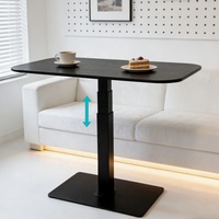 Grande table moderne en métal à plateau réglable en hauteur pneumatiquement, à une seule jambe, multi-usages pour la maison, le bureau, la salle à manger
