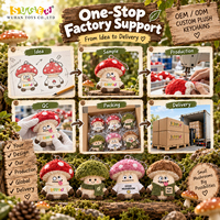 Porte-clés en peluche champignon OEM en gros, breloque mignonne en peluche sur le thème de la forêt pour jardins botaniques, musées, boutiques et programmes de cadeaux naturels