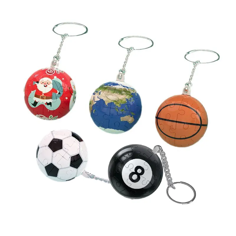 Wholesale diy plastic 3d puzzle ball jigsaw soccer basketball ball puzzle toys christmas mini puzzle keychain stress relief toys