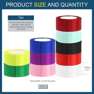 Rollos de Cinta de Satén de 4 cm x 100 Yardas, Cinta de Satén de Doble Cara de Color Sólido de 4 cm para Envolver Regalos - Product Image 2