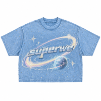 Pakaian Streetwear Pria Grosir Desain Asli Kustom Merek Bermerek dengan Pola Cetak Digital Berhias Rhinestone dan Efek Acid Wash untuk Pria