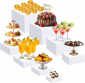 Espositore Personalizzato in Acrilico Bianco per Buffet, Dessert e Cupcake, Piedistallo Cubo per Matrimoni, Catering, Eventi e Decorazioni per Feste - Product Image 2