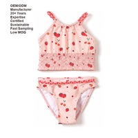 Op maat gemaakte kleurrijke private label aardbeien tankini badpakken (tweedelig) ODM fabriek kindersets tweedelige meisjes badpakken