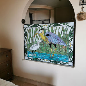 Customized European Pastoral Style Solid Crane Pattern Tiffany Stained Art Glass <b>Window</b> Hanging Panel for Dining Hall Living - Product Image 4