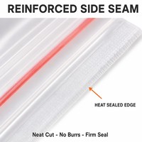 Sacs refermables en PE réutilisables, fermeture éclair rouge, transparents, hermétiques, résistants à l'humidité, résistants à la chaleur, sacs en plastique polyéthylène pour salades