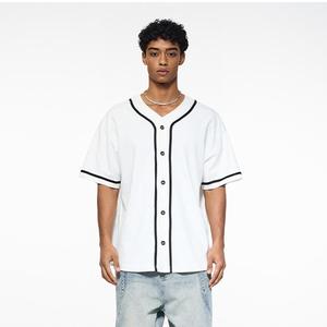 T-shirts Homme Streetwear Oversize Décontracté Style Old Money avec Bordures Contrastantes, Maillot de Baseball Boutonné 270 g/m² – Vente en Gros - Product Image 4