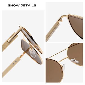 Gafas de Sol de Moda Europea y Americana, Montura Metálica de Ojo de Gato para Mujer, <span class=keywords><strong>Espejo</strong></span> de Bambú, Serie de Colores Deslumbrantes, Protección UV400 TAC - Product Image 2