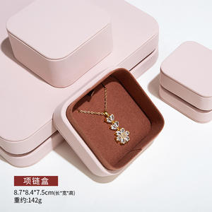 Boîte à bijoux rectangulaire de luxe en cuir PU, vente en gros, pour rangement de colliers et pendentifs, emballage cadeau de mariage - Product Image 2