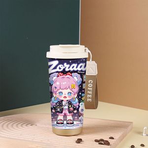 แก้วกาแฟการ์ตูน 18 ออนซ์ แก้วเซรามิกบุฉนวน แก้วพกพาพร้อมหลอดดูด แก้วเก็บความร้อนสำหรับเด็ก ขายส่ง - Product Image 5