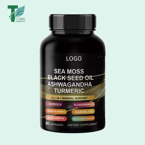 Cápsula de aceite de semilla negra de musgo marino de etiqueta privada OEM con raíz de cúrcuma bardana Bladderwrack vitamina C vitamina D3 - Product Image 1