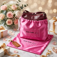 Grande pochette en soie avec logo personnalisé sac à cordon en satin pour vêtement perruque cadeau bijoux cosmétiques chaussures de bonbons stockage de la poussière