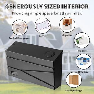 Solar Wall Mount Mailbox Large Capacity Visibility Galvanized Steel Rust-Proof Metal <strong>Post</strong> <strong>Box</strong> Drop <strong>Outside</strong> Mailboxes - Product Image 6