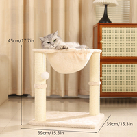 Arbre à chat en sisal BunnyHi MW021 avec hamac et poteaux à gratter, emballé dans un carton écologique pour chats d'intérieur