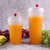 Gobelets jetables en plastique Pp mat, massif 10 pièces, Logo personnalisé 90 calibre, couvercles de 500ml /700 Ml, couleur arc-en-ciel