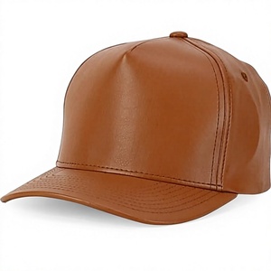 Trendy Urban PU Leather Baseball <b>Cap</b> Structured High Profile 5 Panel <b>Cap</b> Custom Embroidery Hip Hop Leather <b>Hat</b> - Product Image 1