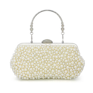 Sac de soirée en perles tissées avec poignée en métal chaîne vintage, personnalisé, vente en gros, pour femmes - Product Image 1