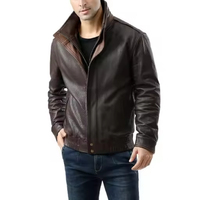 Veste en cuir pour homme 2026, fermeture éclair, couleur unie, décontractée, coupe régulière, manches épaisses, manteau élégant