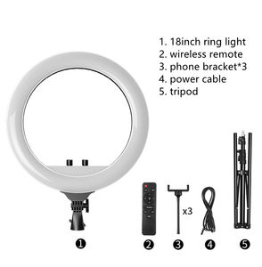 Anneau lumineux de roue de 18 pouces avec support pour téléphone Télécommande et sac de transport 1 pièce Éclairage photographique Excellent rapport qualité-prix - Product Image 4