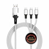 Câble de charge USB multifonction 6 en 1 personnalisé avec logo lumineux LED, cadeau promotionnel d'entreprise personnalisé
