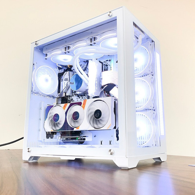 Rhy-thm PLUS Snow White Full Tower Aluminum Alloy Gaming Computer Case EATX Motherboard 360 Water Cooling Transparent Glass Side